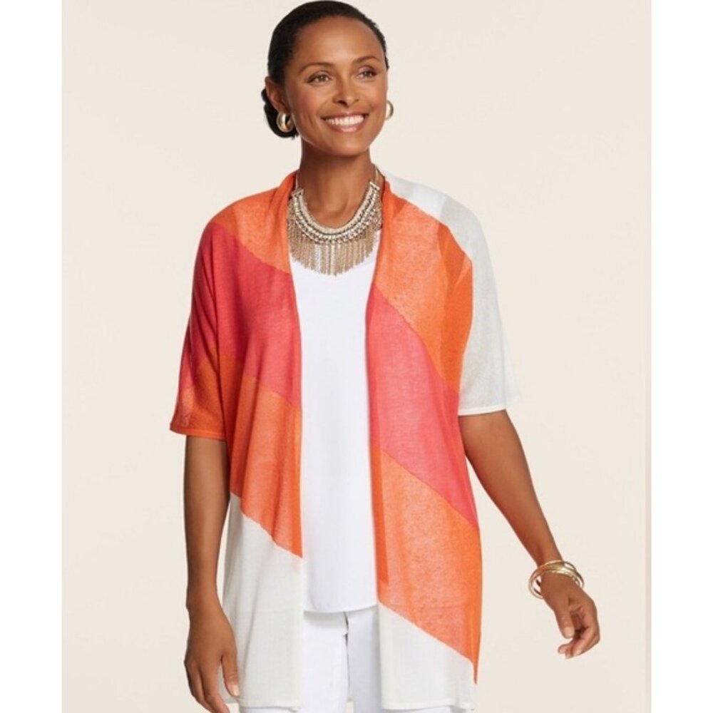 Chicos Womens Multicolor Open-Front Kimono Size Chicos 1 /‎ US 8 (Medium)
